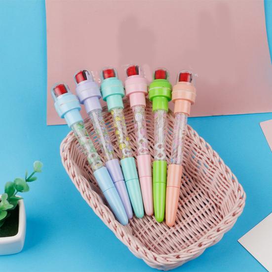 Gel Pen 4 In 1 Multi-functional Bubble Maker Roller Stamper Stationery Cartoon Fruit Pattern Plastic Writing Pen School Supplies