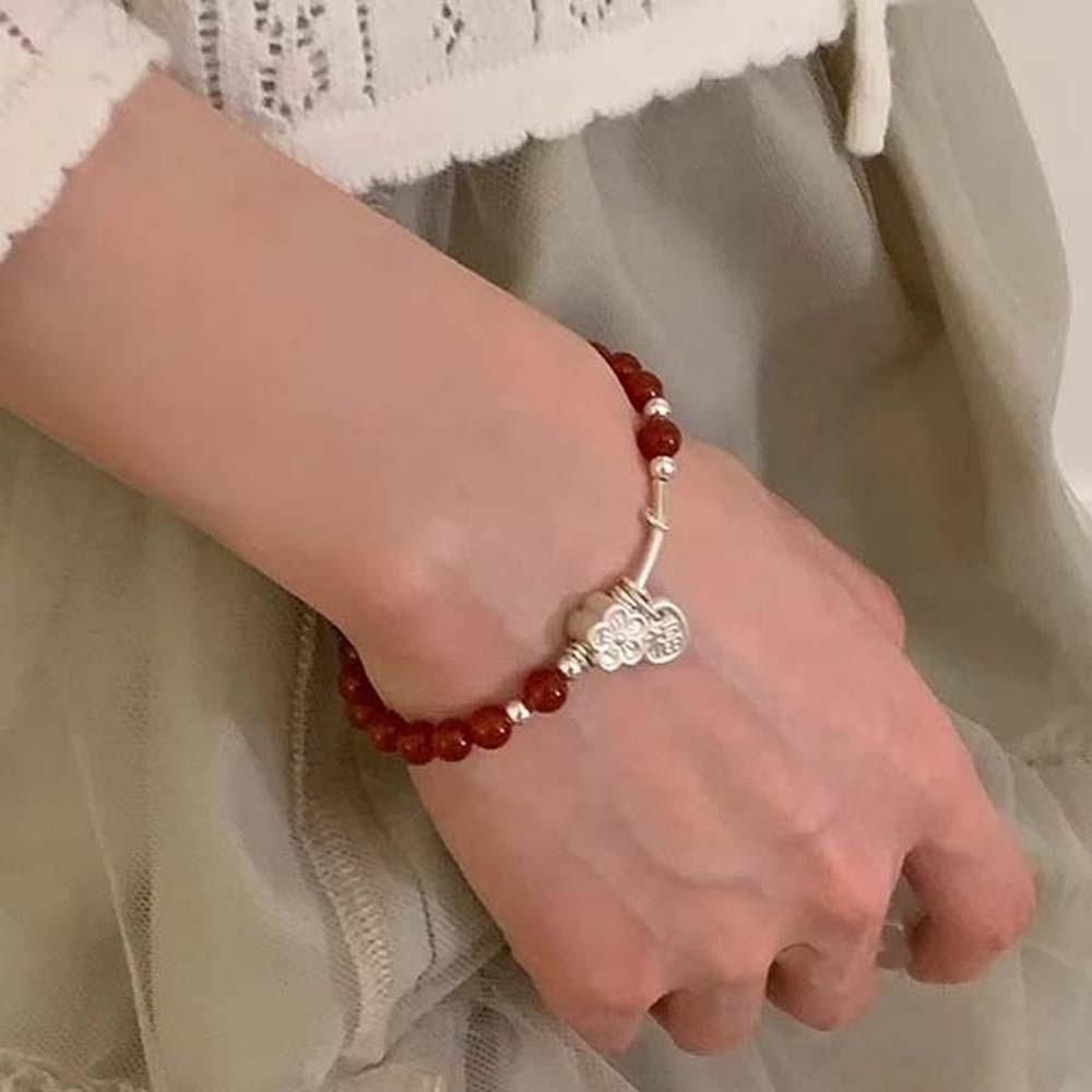 Blessing Accessories New Year Bangle Buddha Women's Wrist Jewelry Red Beads Bracelet Women