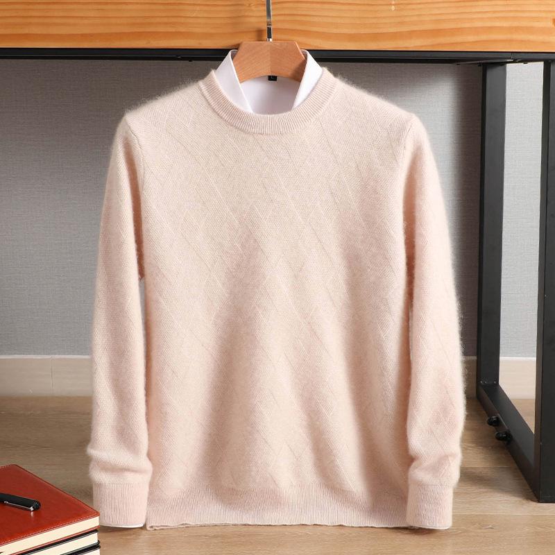 Herren Pullover aus reiner Wolle - Rundhalsausschnitt, lockere Passform für Business, geeignet für Herbst, Frühling & Winter