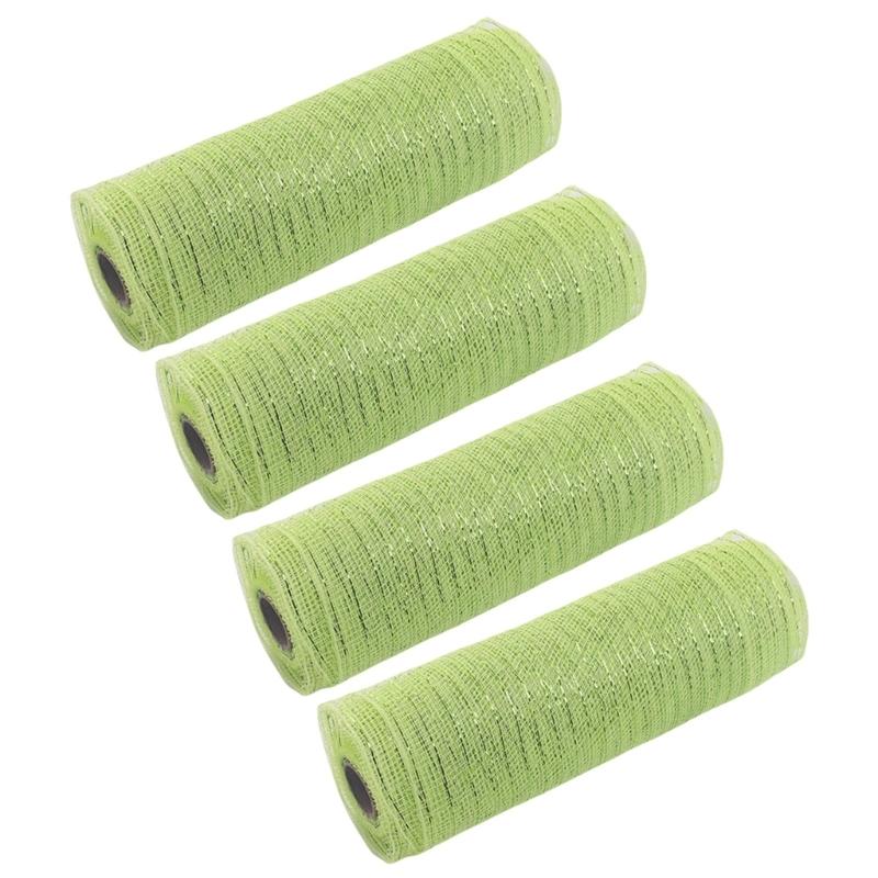4 Rolls Durable Plastic Mesh Ribbon for Christmas Tree Decoration Perfect for DIY Projects and Festival Home Decors