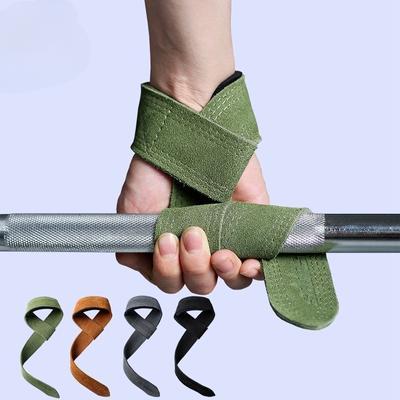 Skórzane paski na nadgarstki do podnoszenia ciężarów, fitness, kulturystyka, trening, siłownia, paski do podnoszenia ciężarów z antypoślizgowym uchwytem ze skóry bydlęcej