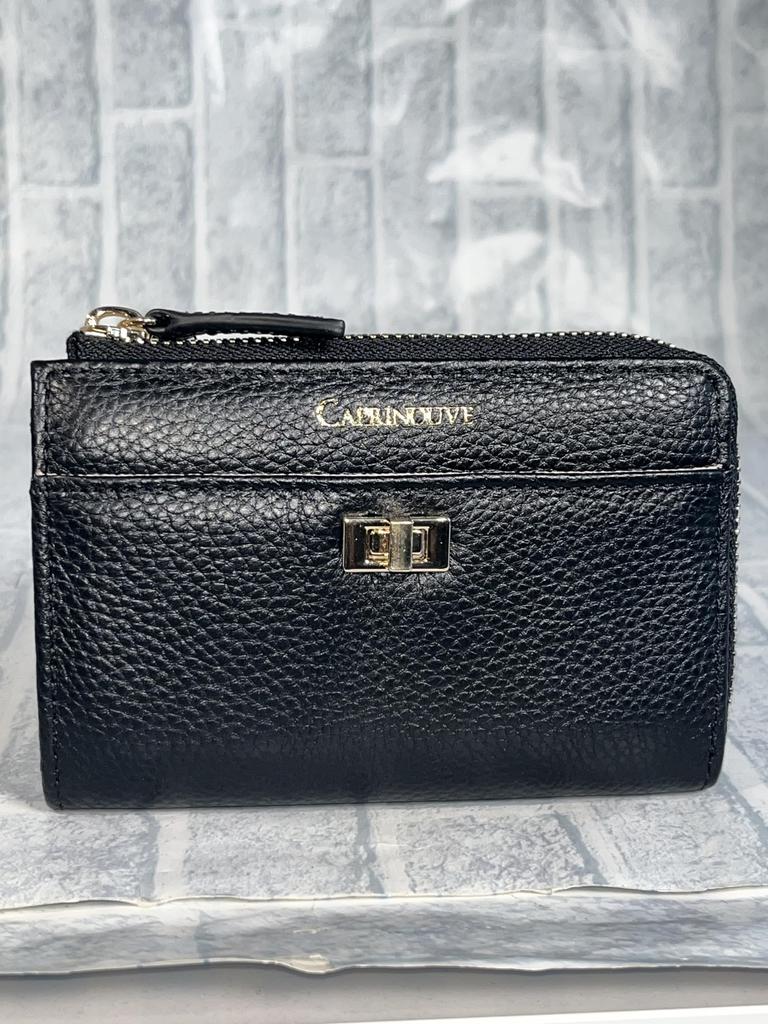 Rebecca Compact Wallet, L-Shaped Zipper, Italian Leather, Genuine Cowhide Leather, Women's, CP-40CW078, Cowhide Leather, L-Shaped Zipper Wallet