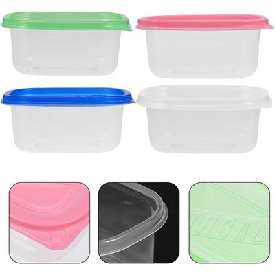 Six 709-milliliter Rectangular Plastic Food Containers with Colorful LIDS, Lunch Boxes, Suitable for Storing Fruits and Food