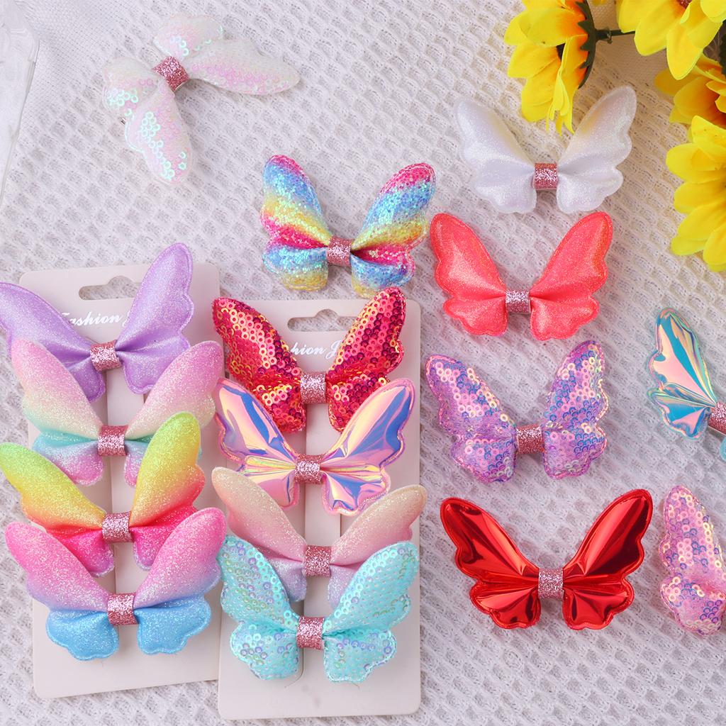 Glitter Mini Butterfly Hair Clips for Baby Girls Sparkly Colorful Hair Accessories Women Cute Small Tiny Clips Hair Accessories