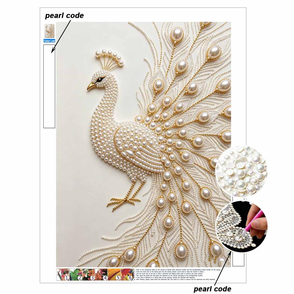 DIY Pearl Diamond Art Painting Kits for Adults and Beginners, Luxurious Peacock Sparkling Painting Craft Home Wall Decor Handmade Gift