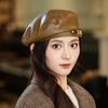 New Autumn and Winter Sweet and Cool Chain Beret Versatile Retro Leather Painter Hat Outdoor Casual Windproof Hat Women