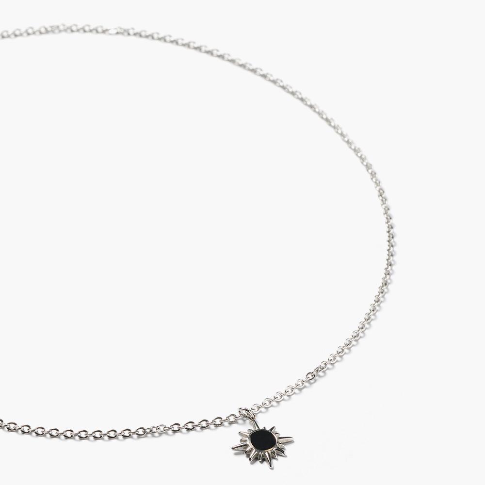 Jbans Classic Black Epoxy Shining Pendant Chain Necklace (C2503-An952_Sv)