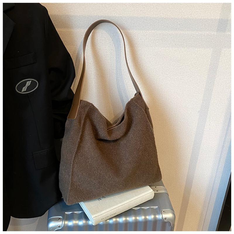

Осенне-зимняя шерстяная сумка женская сумка-тоут для студенток, новая универсальная модная на плечо, сумка для мамы и ребенка светло-коричневого