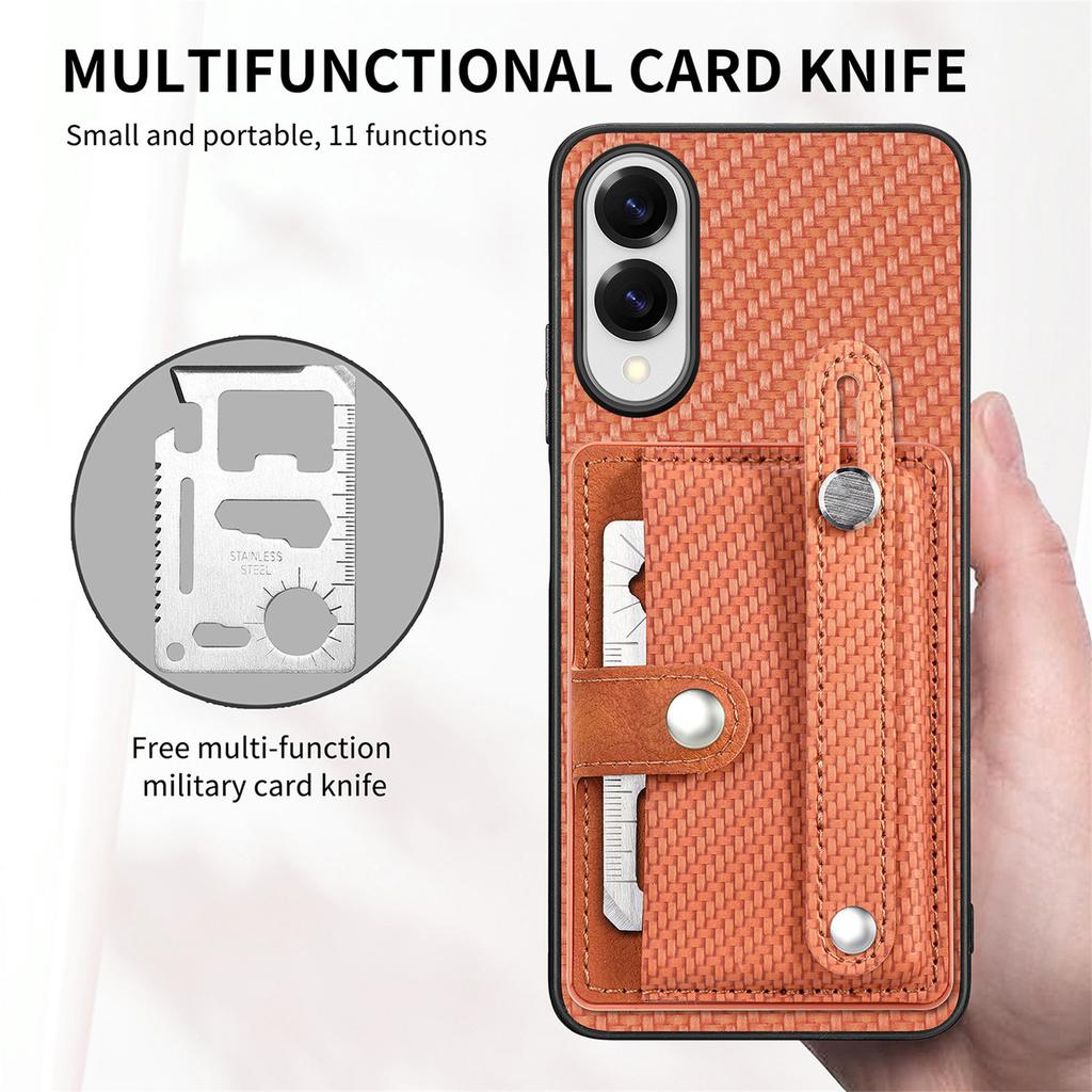 For Samsung Galaxy S25 Edge Case Carbon Fiber Texture Leather Phone Back Cover with Card Holder