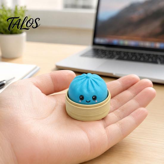 Anxiety Relief Keychain Press Button Keychain, Steamed Bun Decompression Toy with Smiling Face Pattern, Soft Squishy Slow Rebound Feel Portable
