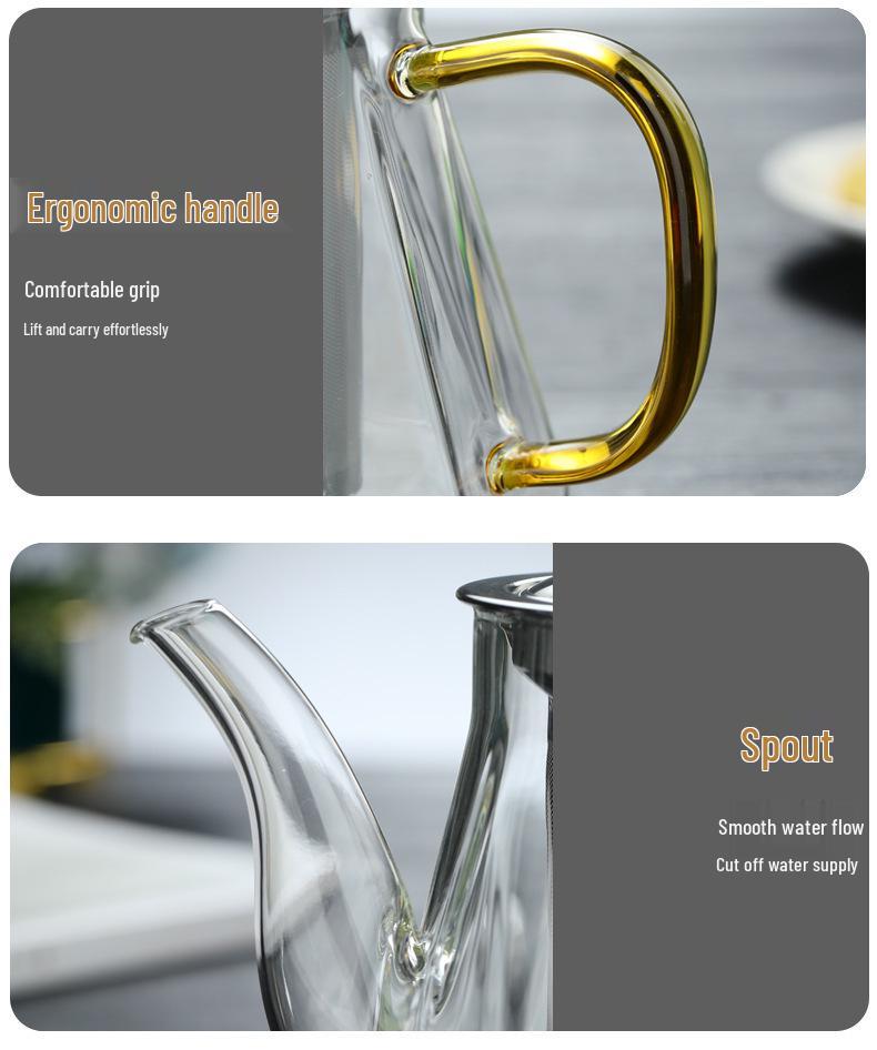Borosilicate Glass Teapot with Stainless Steel Filter - Large Capacity Diamond Design
