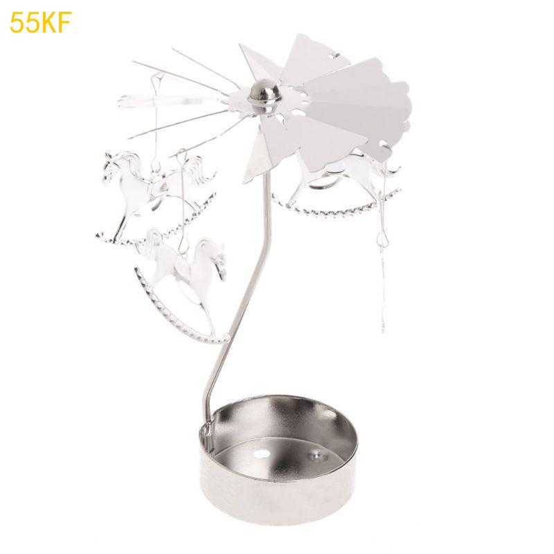55KF Rotating Holder Rotary Tealight Holder Christmas Table Decoration Windmill Revolving Candlestick for Wedding Gift
