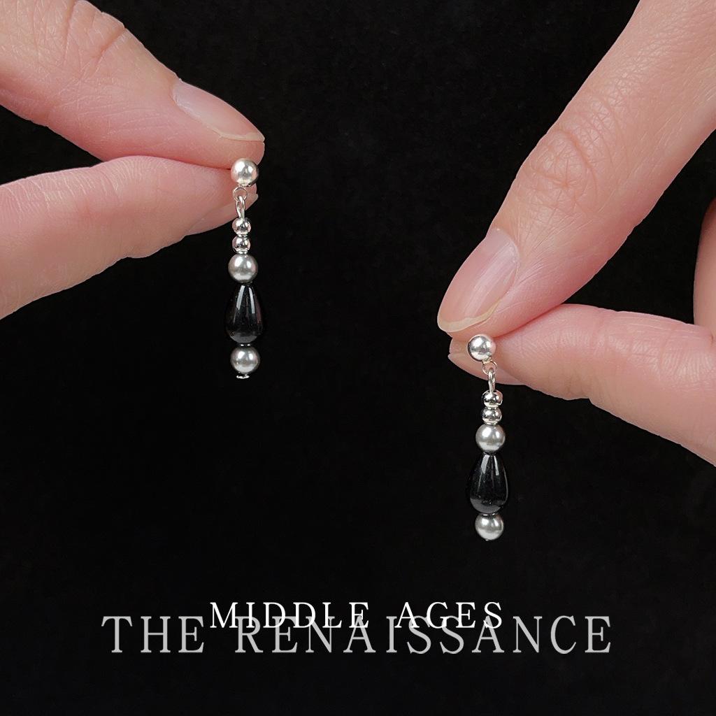 Черные серьги из бисера и хрусталя, темпераментные, для通勤, универсальные, модные