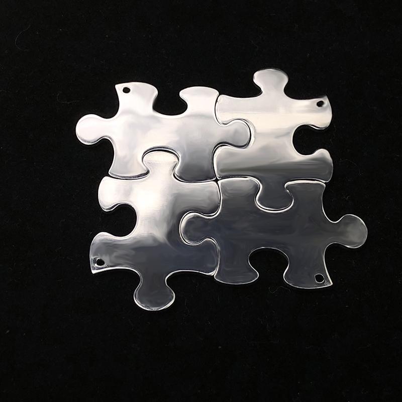 4pcs/set Puzzle Shape Stainless Steel Best Friend Charm Pendant Engrave DIY Metal Bracelet Necklace Jewelry Findings Accessories