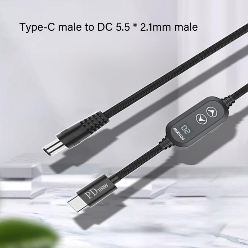 USB C Power Cord with 8 Adapters 100W Highest Efficiency Variable Power Supply DC5.5 Type C Charging Cable 120cm