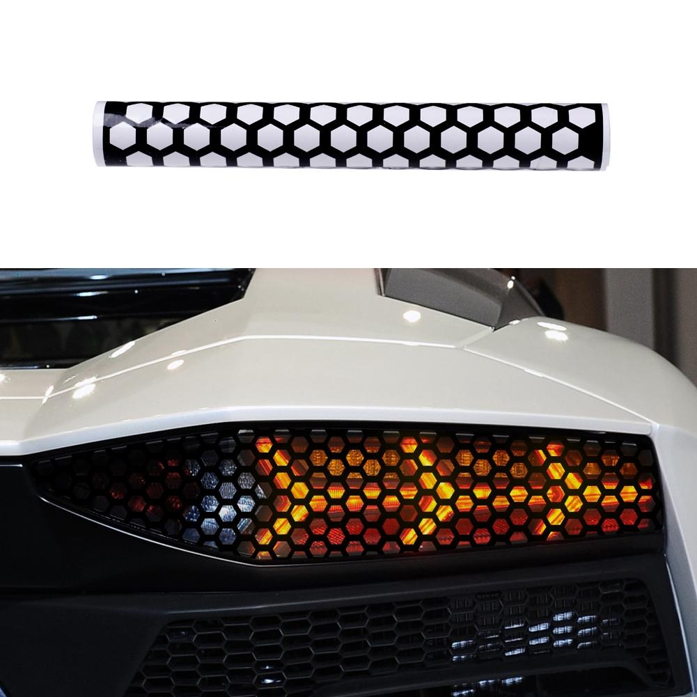 2PCS Car Headlight Rear Tail Light Honeycomb Stickers Vinyl Decals Trim Rear Light Film Taillight Lamp Cover Accessories 48x30cm