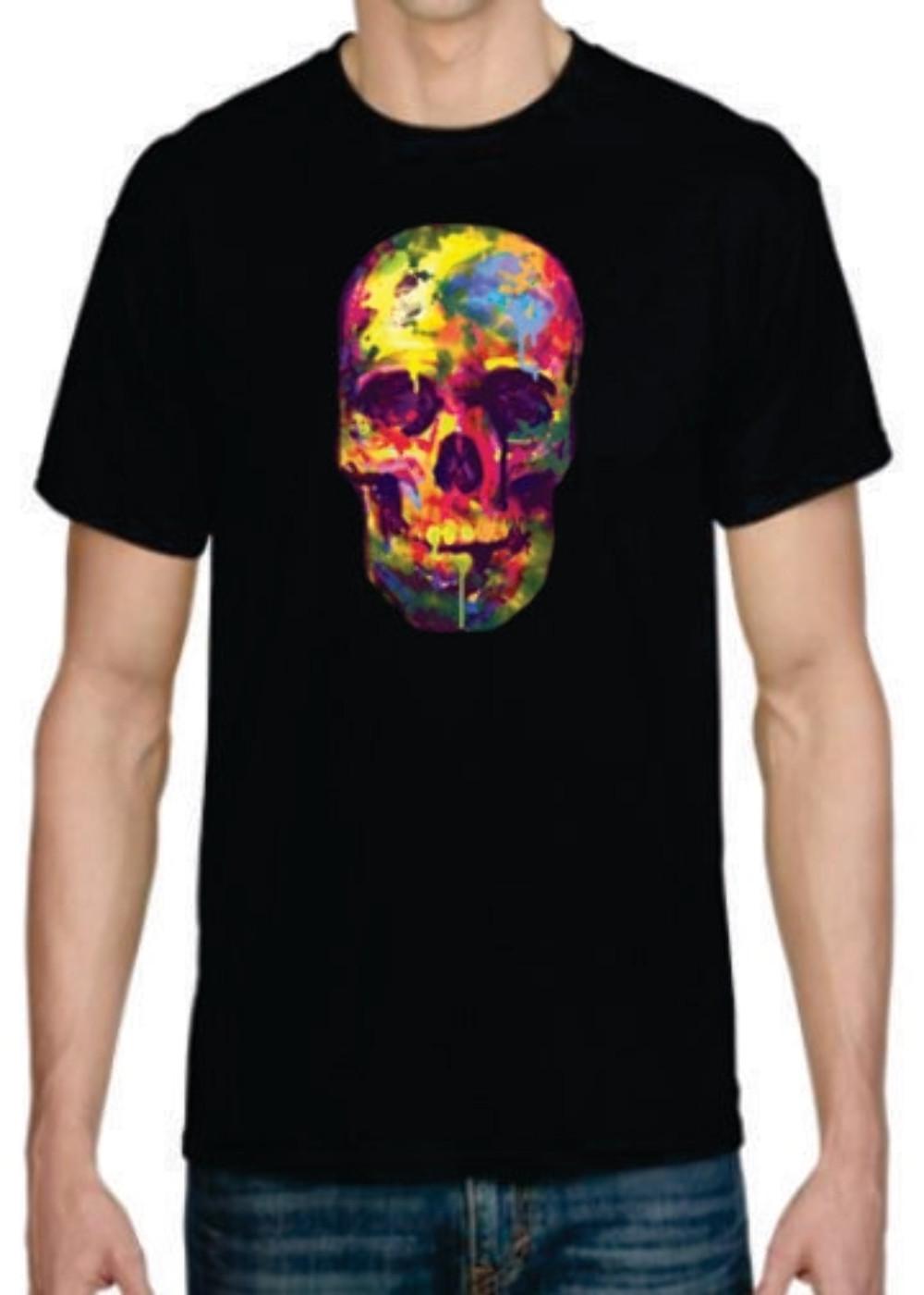 Adult DryBlend? T-Shirt - ( NEON SKULL - HALLOWEEN) S