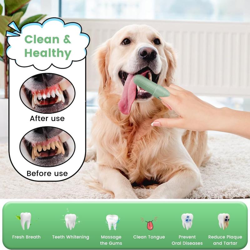 Silicone Pet Dog Cat 360Celsiusleaning Finger Toothbrush Oral Cleaning Finger Cots Toothbrush Pet Dental Care Cleaning Supplies