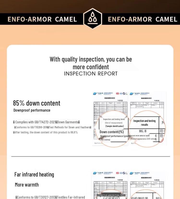 Camel Water Repellent Mid-Length Outdoor Down Jacket