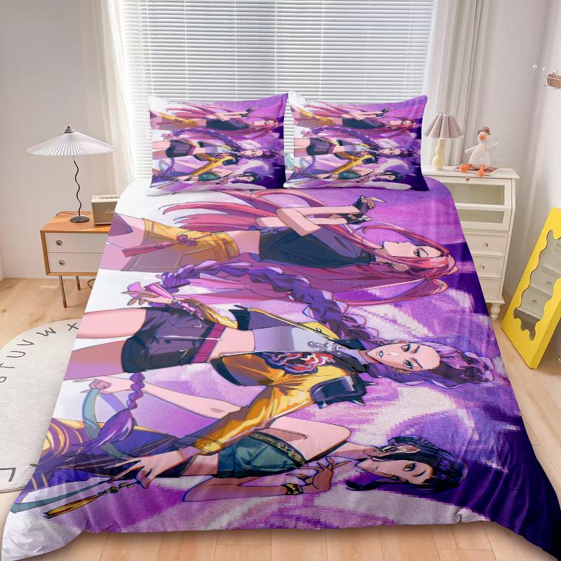 Conjuntos de Cama K-Pop Caçadores de Demônios Solteiro UE Edredom Colcha Capa de Cama Capa de Edredom Fronha Conjuntos de 2-3 Peças Tamanho Infantil Adulto