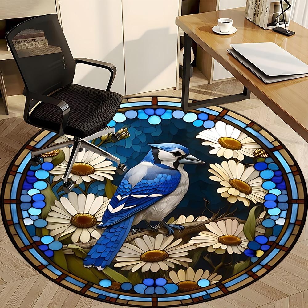 1pc Stained Glass Jay Carpet for Office, Non-slip, Soft and Durable Office Rug, Perfect for Office yy260128094