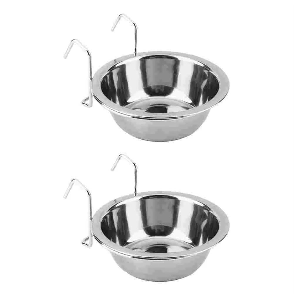 Stainless Steel Hang-on Pet Bowl Big Capacity Hanger Cage Cup Durable Pet Feeding Tool  Cat