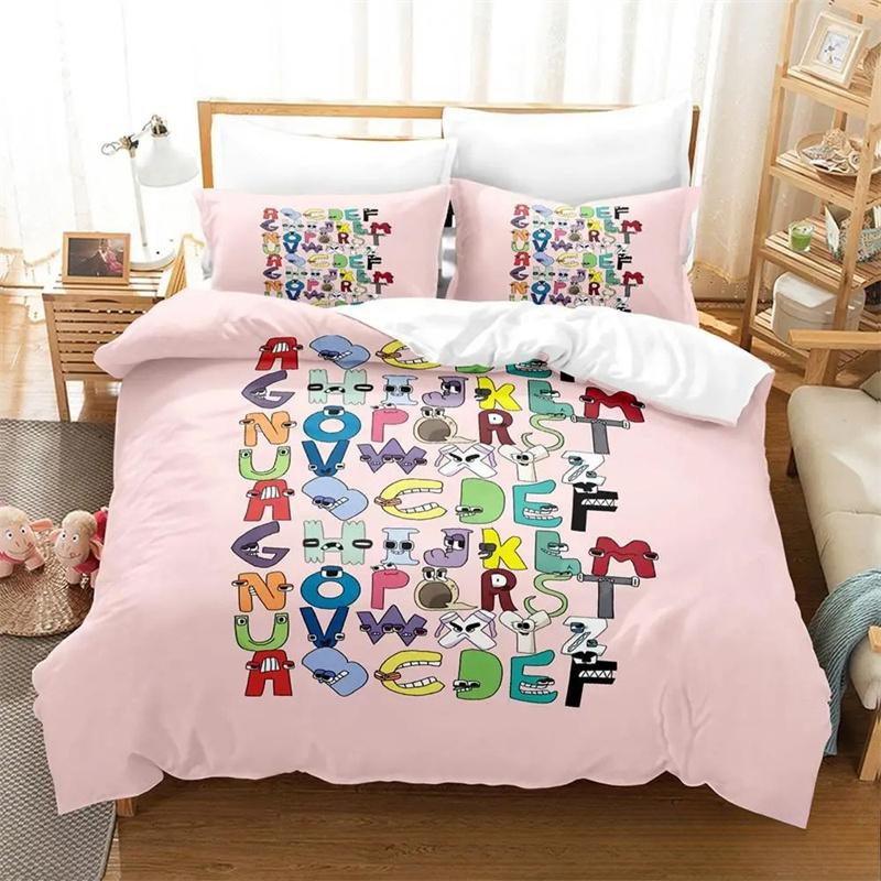 3D Print Cartoon Alphabet Lore A-Z Bedding Set Boys Girls Twin Queen Size Duvet Cover Pillowcase Bed Kids Adult 2/3pcs