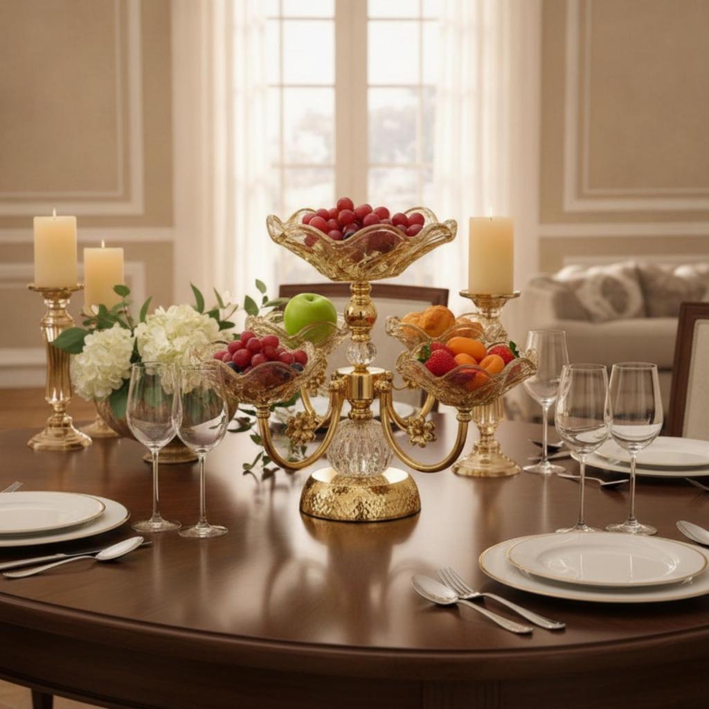 Fruit Bowl with Metal Stand Decorative