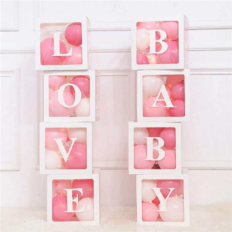 Set of 4 Baby Boxes with Letters Wedding Birthday Party Decoration Photo Props