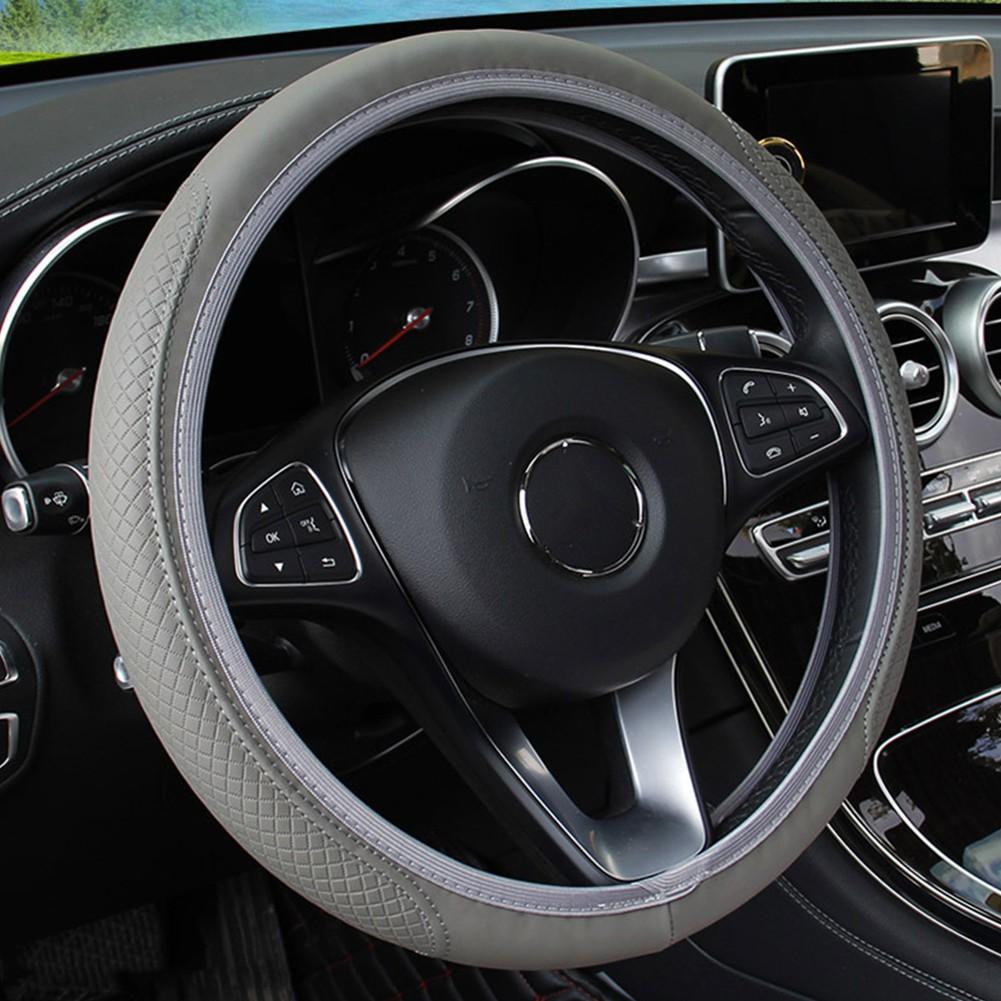 Car Steering Wheel Cover Antislip PU Leather Fits 14 5 to 15 Inch Wheels