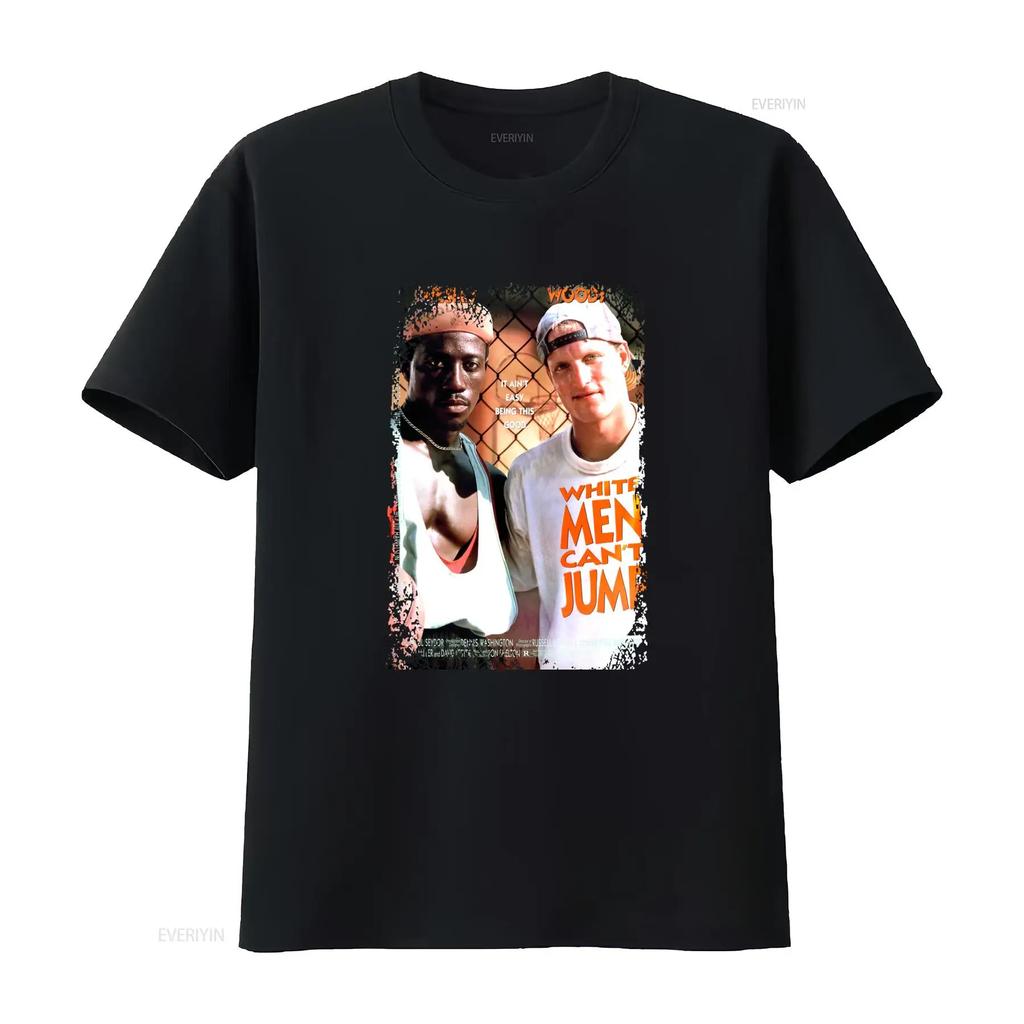 Vintage Retro White Unisex Cant Jump Basketball Movie Print Streetwear Casual T Shirt vintage Washed Versatile Breathable fashion