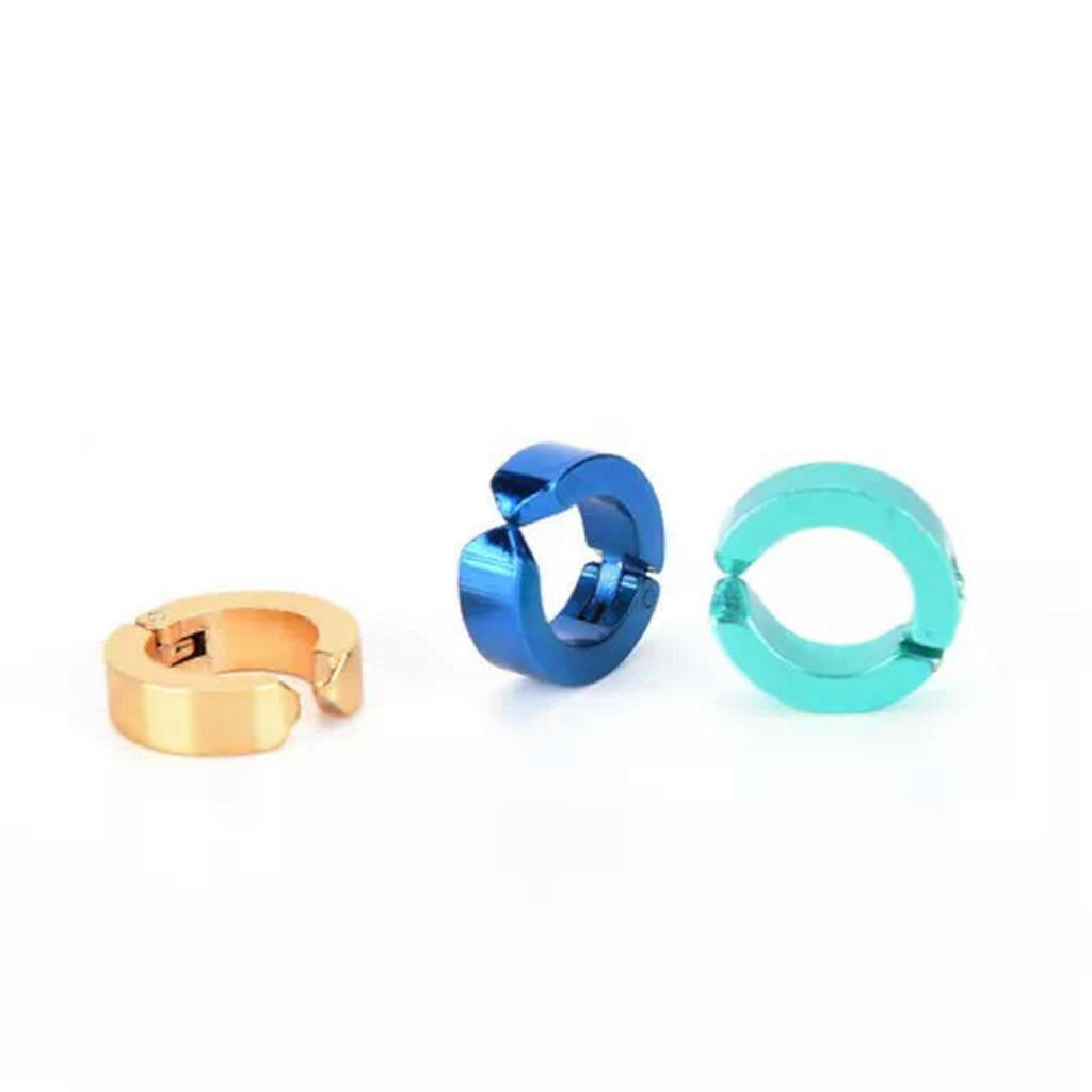 RSAMD Man Titanium Steel Ear Clip Without Pierced EarsBuckle Women Earring Y~NA-Blue