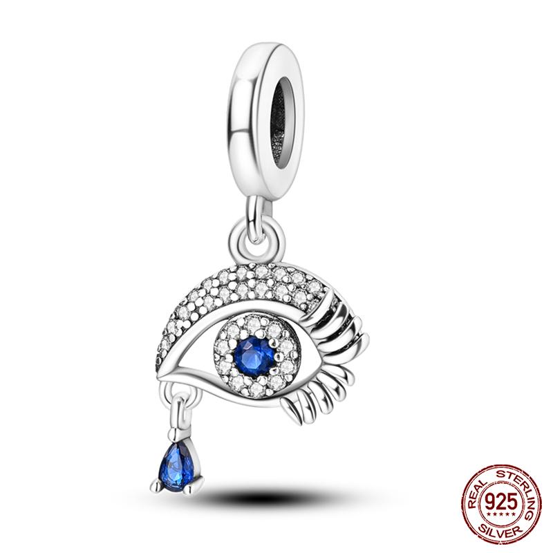 100% Real Copper Classic Devil'S Eye Charms Beads For Women Fit Original Qikaola Bracelets Fine Diy Jewelry Making