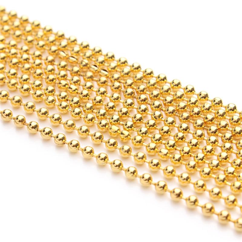 10 Meters 1.2 1.5 2 mm Metal Ball Bead Chains Bulk Kettingen Necklace Chain For Jewelry Making DIY Bracelet Necklaces Wholesale