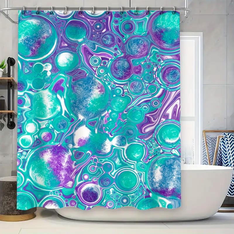 

Luxury Marble Shower Curtain Bath Decoration Set Waterproof Fabric Print Design For Bathroom Decor In Blue Purple Colors (One Si W60H190(CM)-1 Pcs
