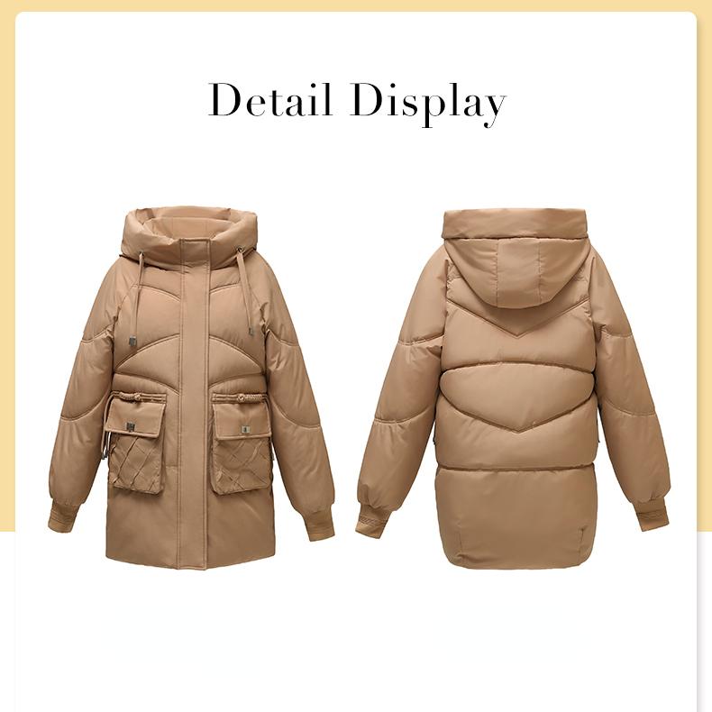 Palton lung și largi, calduros și la modă, pentru femei de mărime mare, în stil coreean, pentru iarnă
