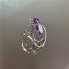 French Inspired Unique Purple Gemstone Ring Fashionable Geometric Design Women For