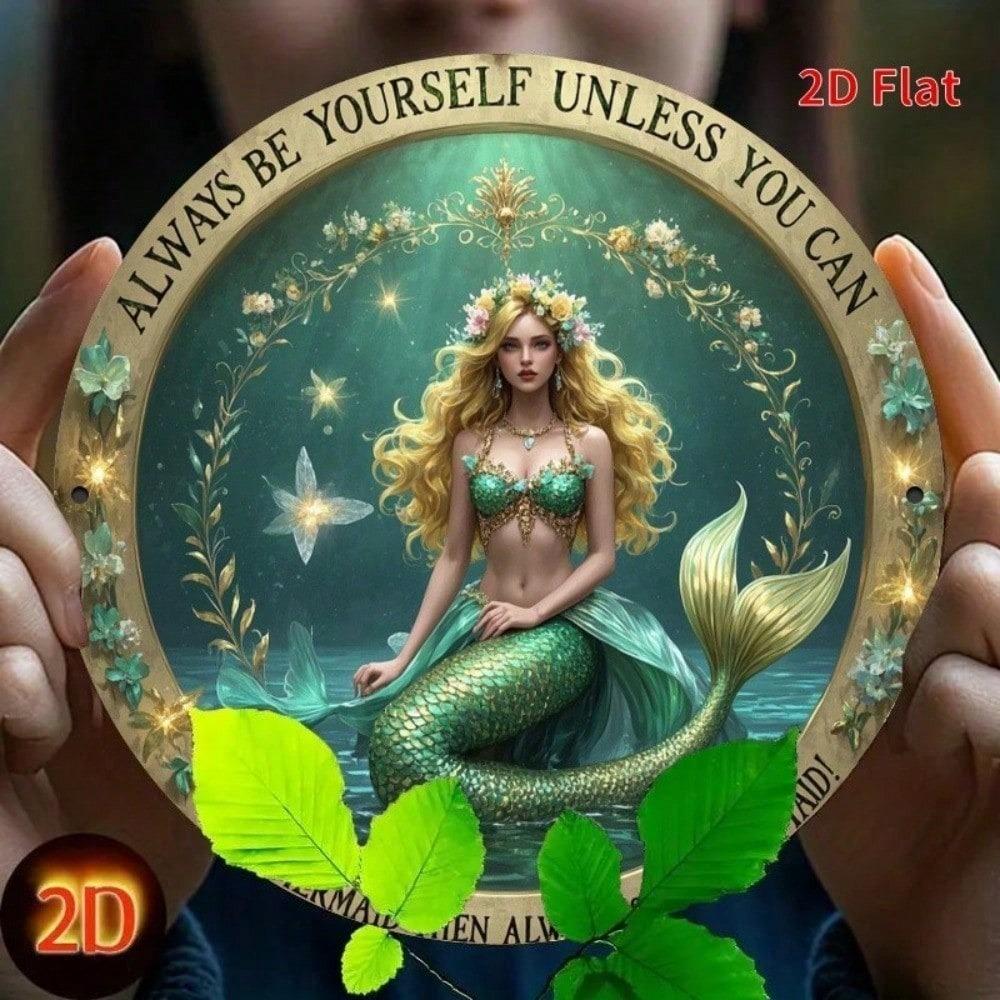 Vintage Metal Tin Sign Mermaid Quote 8x8 Inch Wall Art Decor For Home Bar