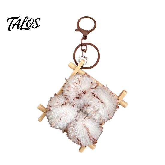 Soft Fermented Bean Curd Pendant Plush Keychain, Fluffy Doufu Bag Charm with Keyring, Backpack Handbag Purse Decoration Accessories