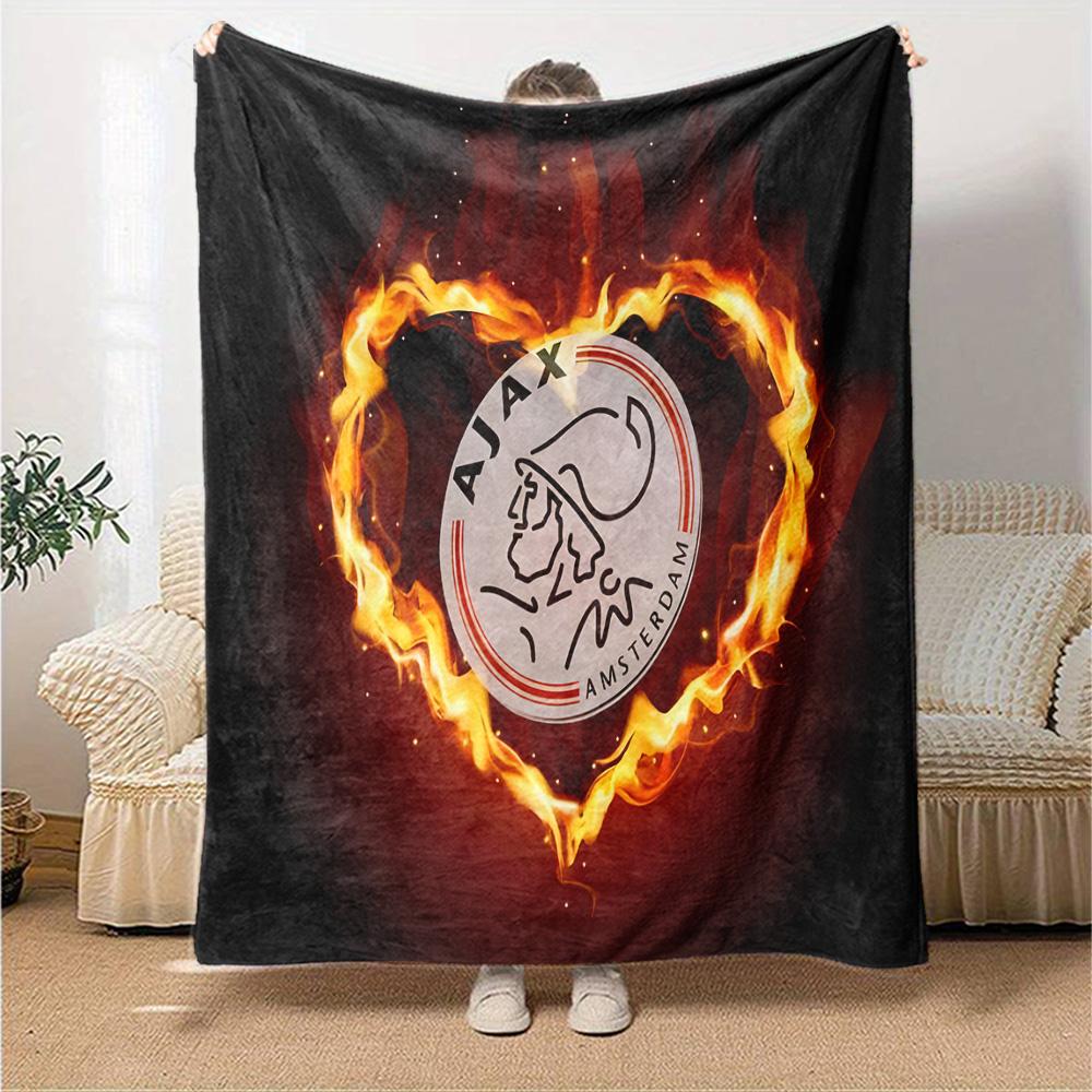 Coperta in Flanella con Stemma Ajax Amsterdam, Morbido Poliestere, Design Moderno, Per Tutte le Stagioni per Campeggio, Viaggi, Regali per le Feste o Compleanni
