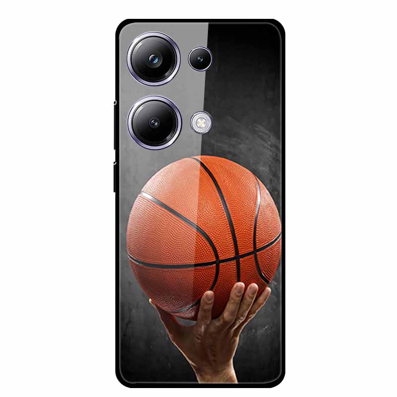 Glass Back Cover For Poco M6 Pro 4G Case M 6 M6Pro Hard Tempered Glass Case For Xiaomi Redmi Note 13 Pro Phone Case Soft Bumper