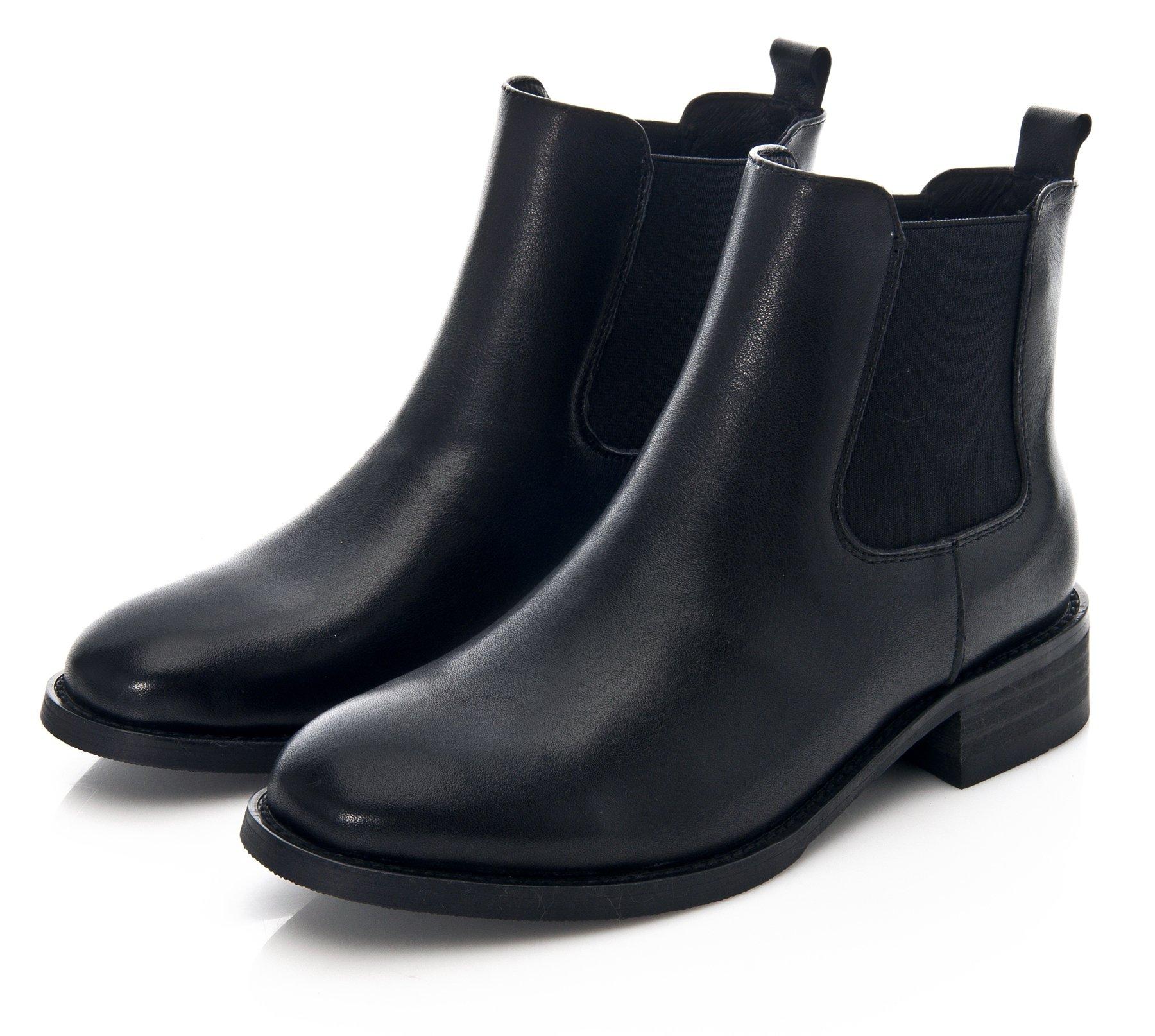 

Uroi Натуральная кожа Боковые резинки Водонепроницаемые Дождевые Челси Ботильоны на плоской подошве Идеально для работы в дождливую погоду Черные Женские Ботинки, Ботинки, Ботинки, Ботинки, Сезон, Поездки на работу, чёрный