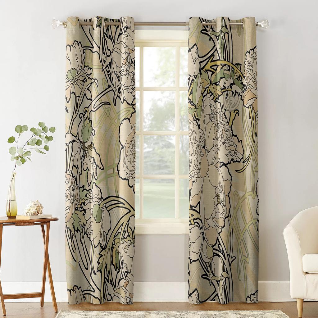Vintage European Flower Blackout Curtains For Living Room Window Curtains For Bedroom Kitchen Curtains Drapes Blinds