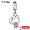 New Copper Heartshaped Colorful Zircon Bead Pendant Charm Bead Charms Fits The Authentic Fine Bracelets Women Diy Jewellery