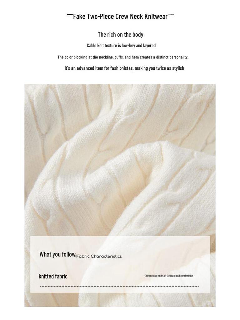 Tachi Women's Faux Two-Piece Colorblock Cable Knit Cardigan