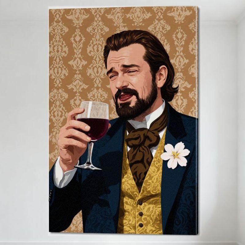 

Vintage Stylized Man Portrait Tin Sign Classical Historical Metal Wall Decor with Wine Glass & Damask Pattern - for Bar Pub Home 20x30cm（7.8x11.8inch）