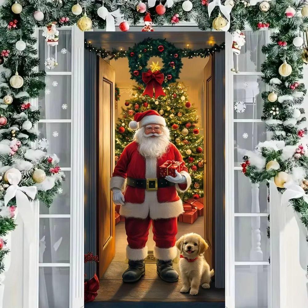 Animals Theme Christmas Door Cover 35.4x70.8" New Year Decoration  Home Supplies