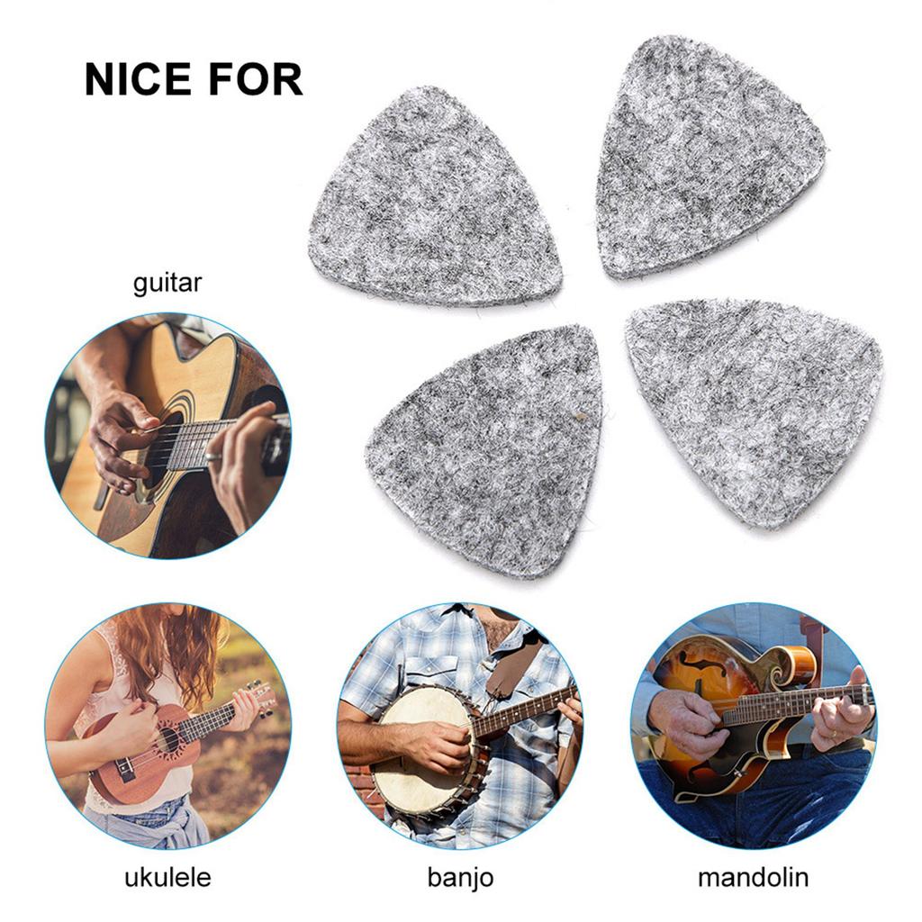 10Pcs High Quality Wool Felt Picks Plectrums 3mm for Guitar Ukulele(Grey)