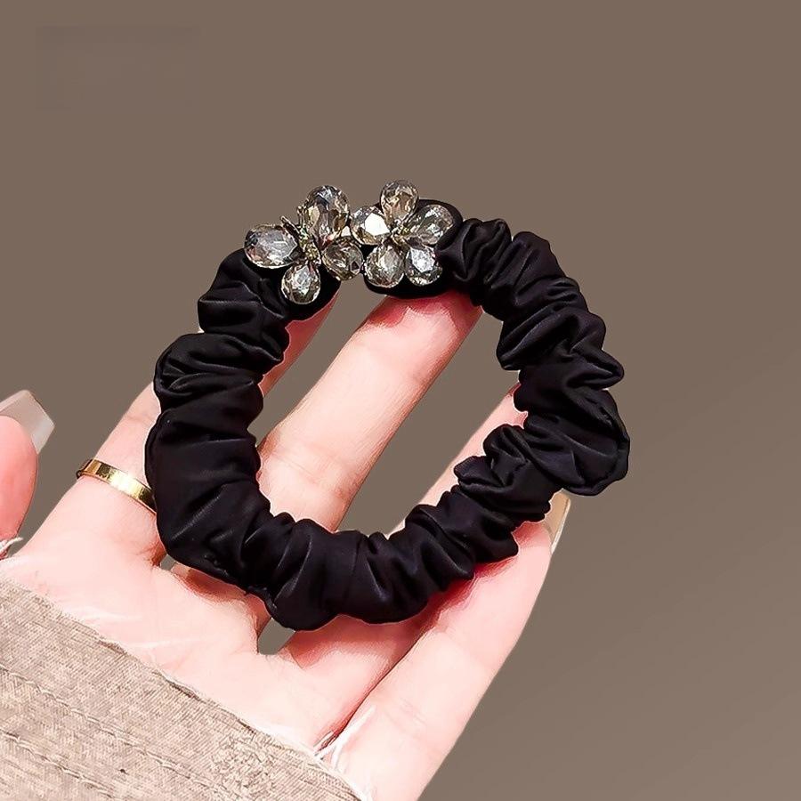 Large Intestine Hair Band Female Head Flower Butterfly Flower Rhinestone Hair Rope Ponytail Rubber Band Leather Case Hair Accessories Ball