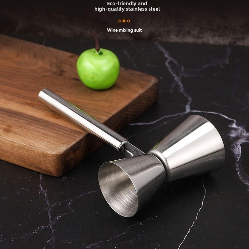 304 Stainless Steel Cocktail Jigger with Handle Double Headed Japanese Measuring Cup Anti-Spill Rust-proof Bar Measure Tools